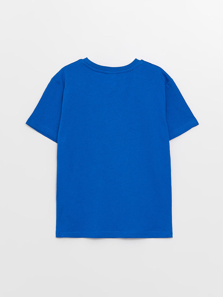 Blue Crew Neck Printed Short Sleeve Boy T-Shirt