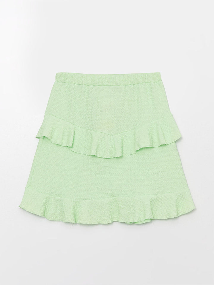 Kids Elastic Waist Frilly Girl Skirt