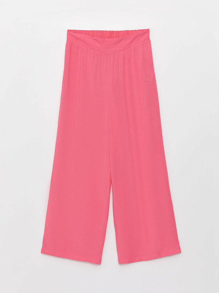 Elastic Waist Basic Wide Leg Girls Trousers