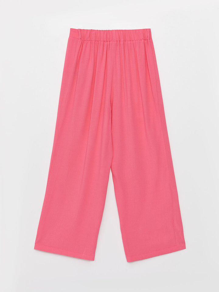 Elastic Waist Basic Wide Leg Girls Trousers