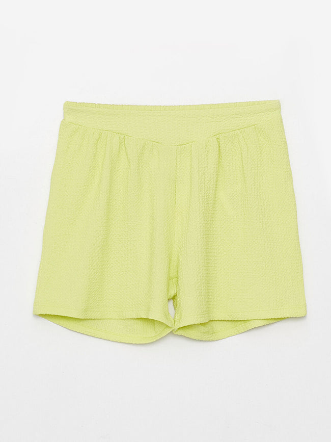 شورت بناتي سادة مع خصر مطاطي Hover Image