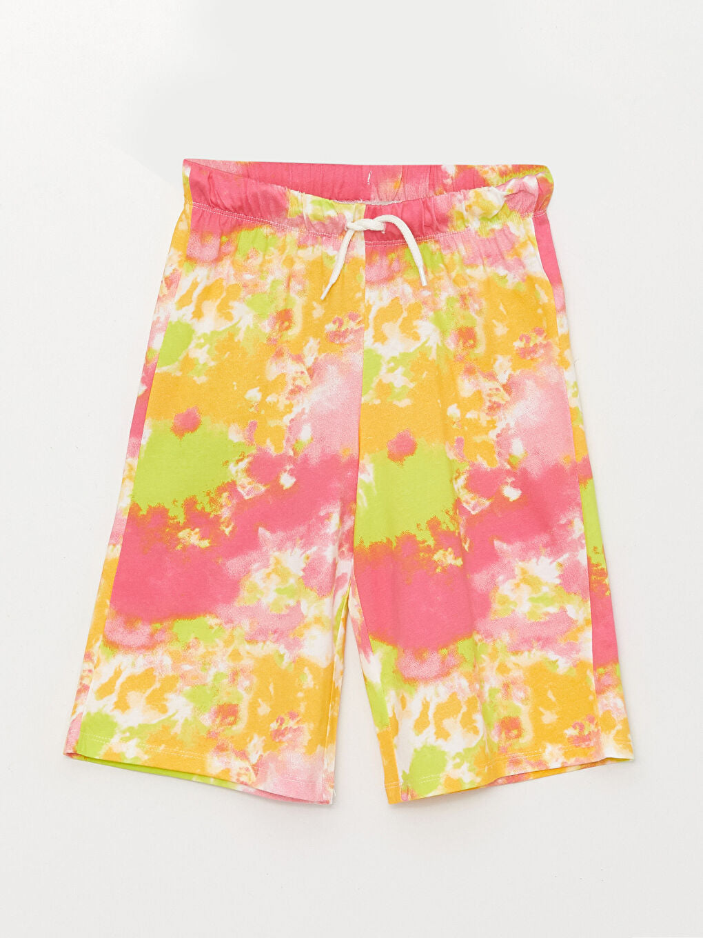 Tie-Dye Patterned Girl With Elastic Waist Bermuda