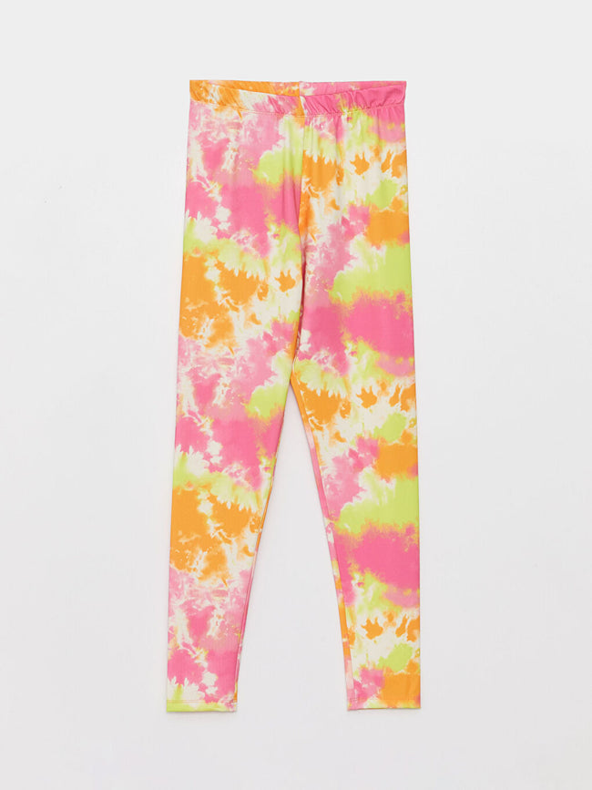 Tie-Dye Patterned Elastic Waist Girl Tights Hover Image