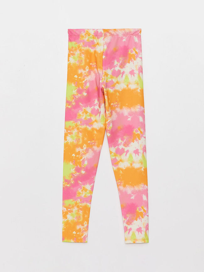 Tie-Dye Patterned Elastic Waist Girl Tights Main Image
