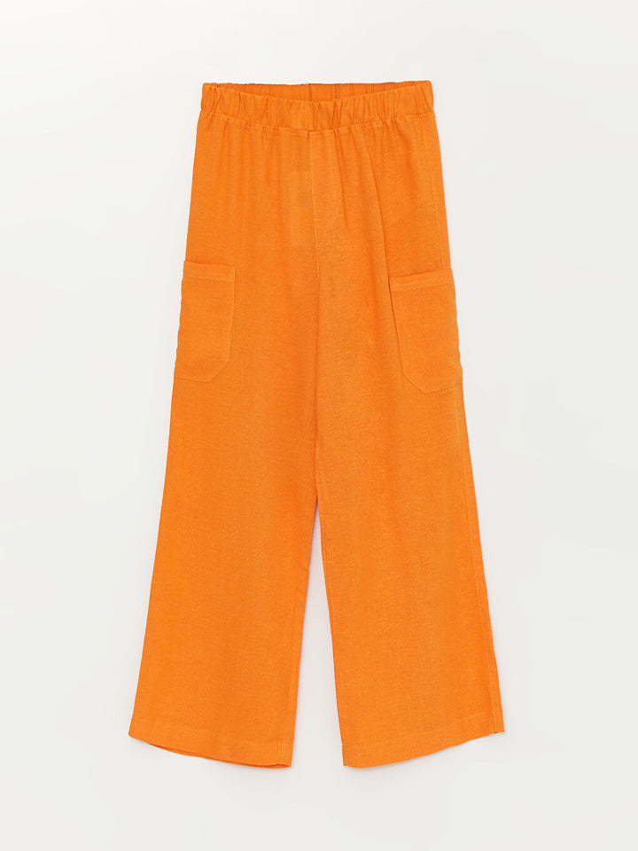 Elastic Waist Basic Wide Leg Girls Trousers