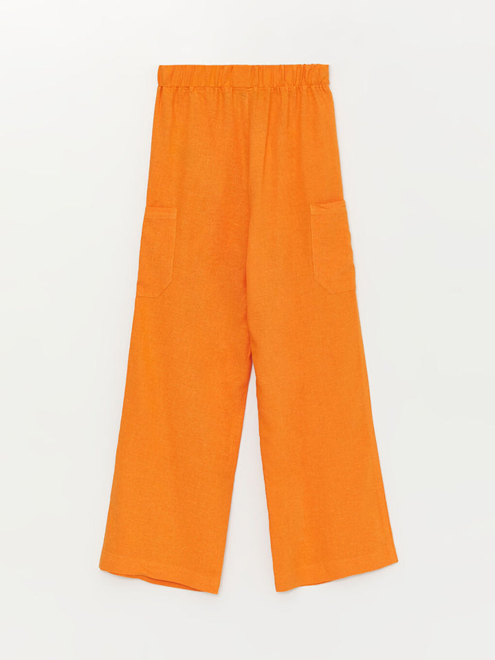 Elastic Waist Basic Wide Leg Girls Trousers