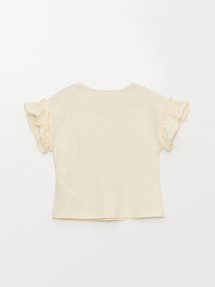 Crew Neck Short Sleeve Printed Baby Girl T Shirt