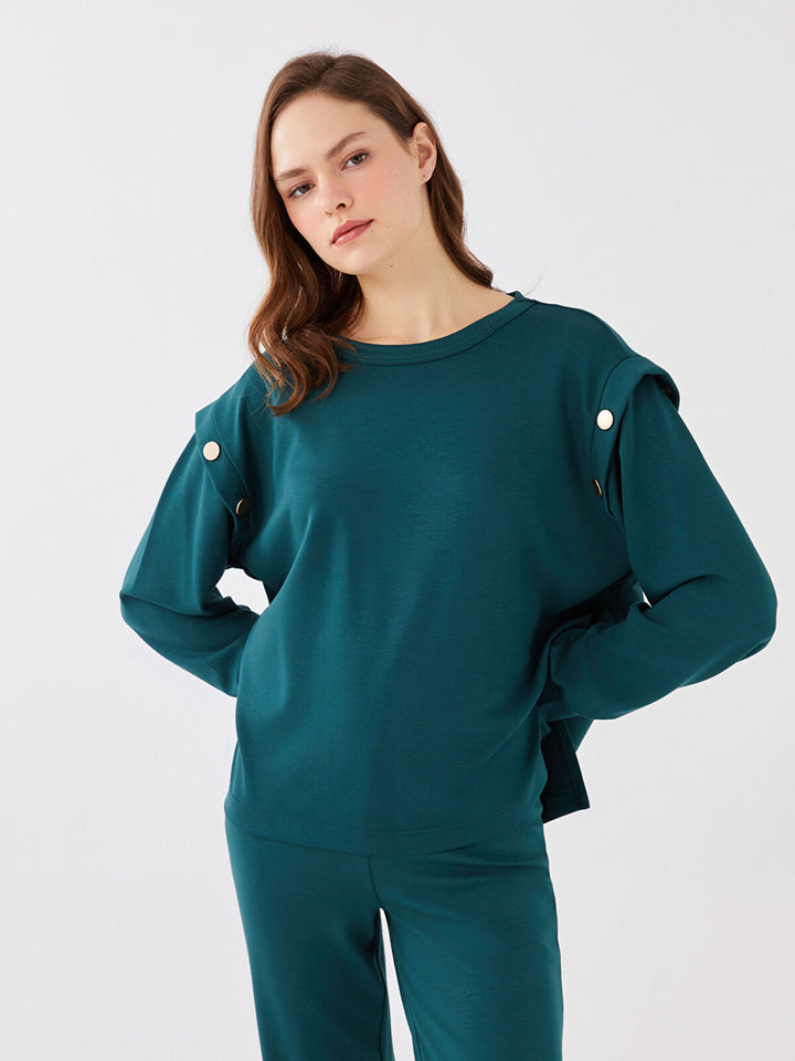 Crew Neck Solid Long Sleeve Oversize Women Sweatshirt