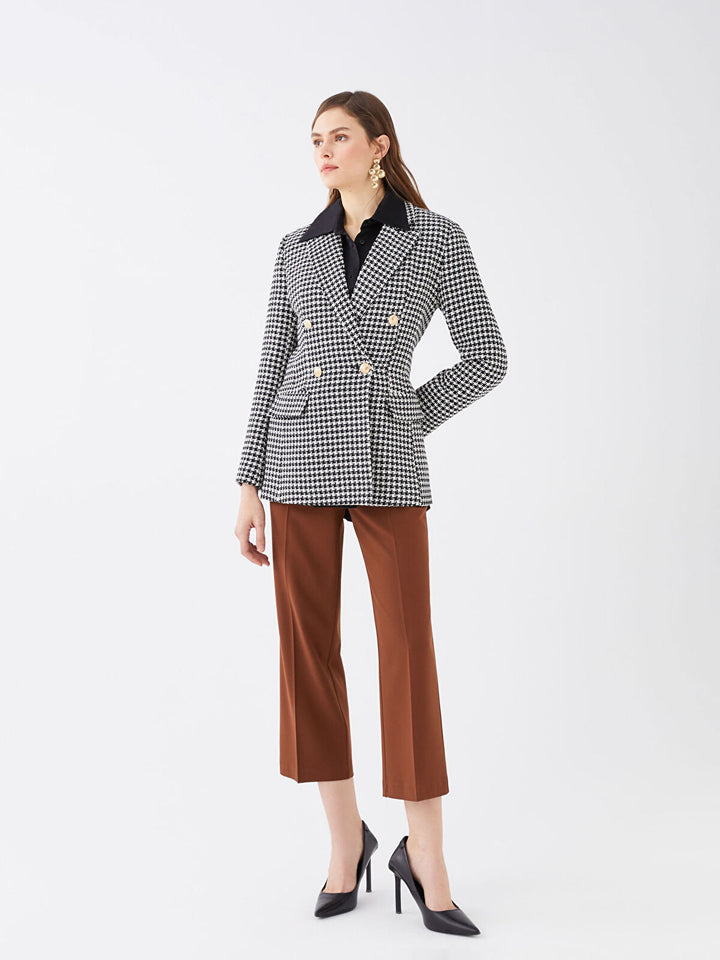 Crowbar Pattern Long Sleeve Women Blazer Jacket