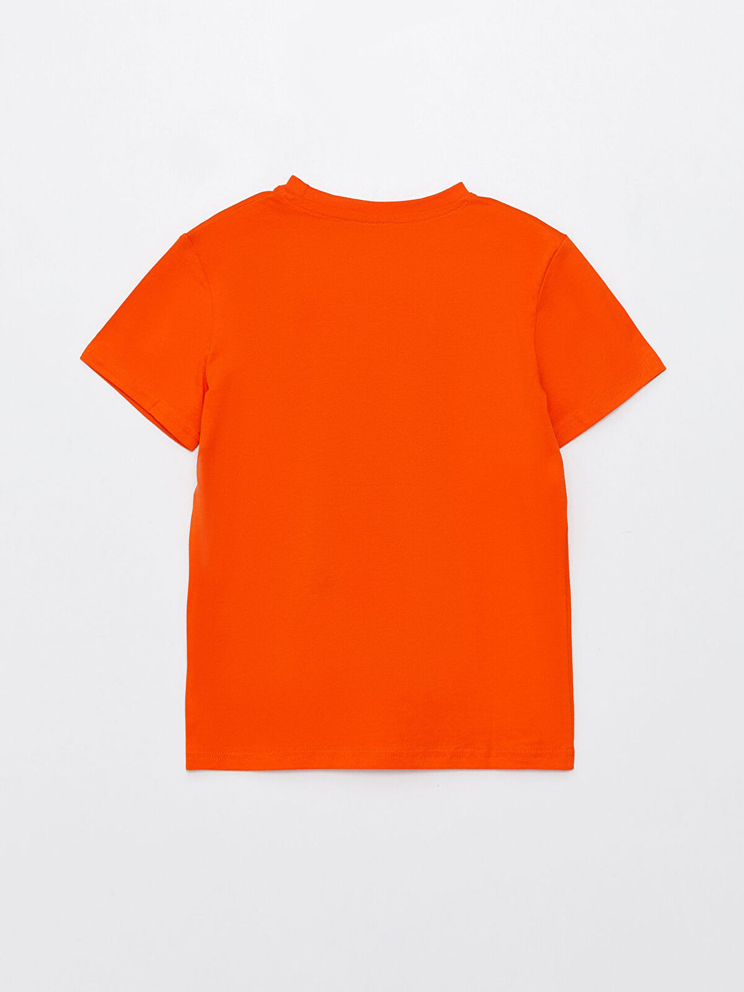 Orange Crew Neck Printed Short Sleeve Boy T-Shirt