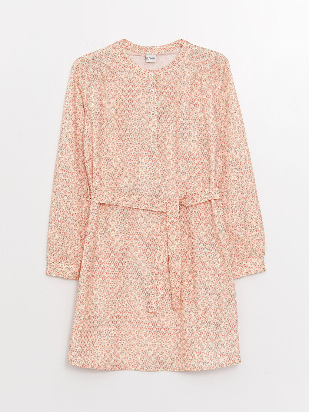 Crew Neck Patterned Long Sleeve Girls Tunic