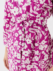 Purple Shawl Collar Floral Long Sleeve Oversize Women Kimono