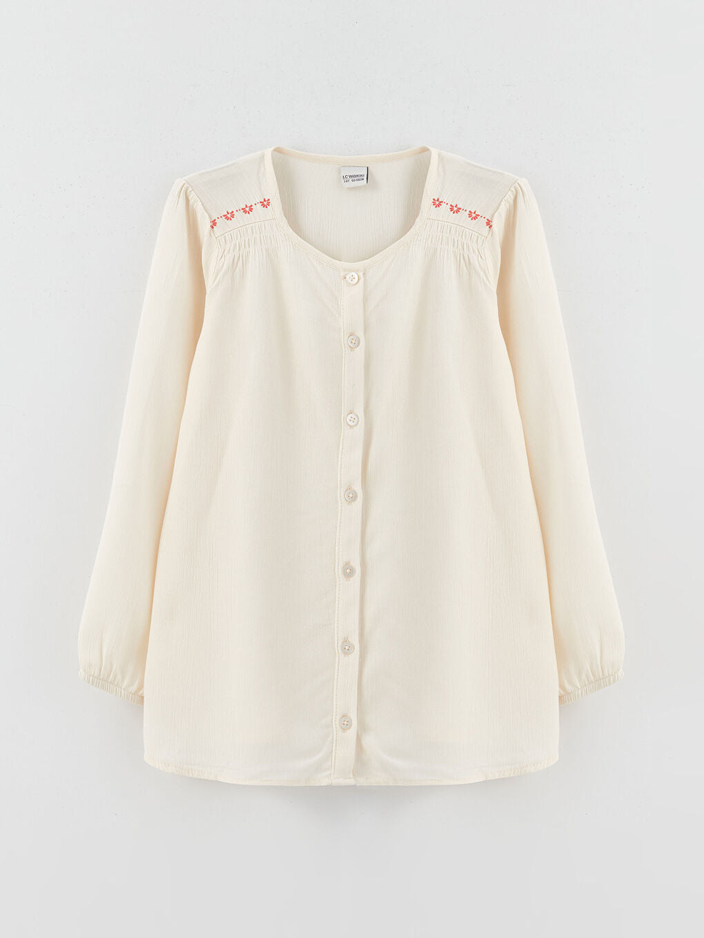 Crew Neck Printed Long Sleeve Muslin Girls Tunic