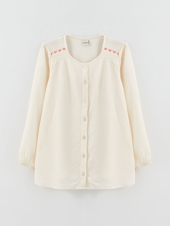 Crew Neck Printed Long Sleeve Muslin Girls Tunic Hover Image