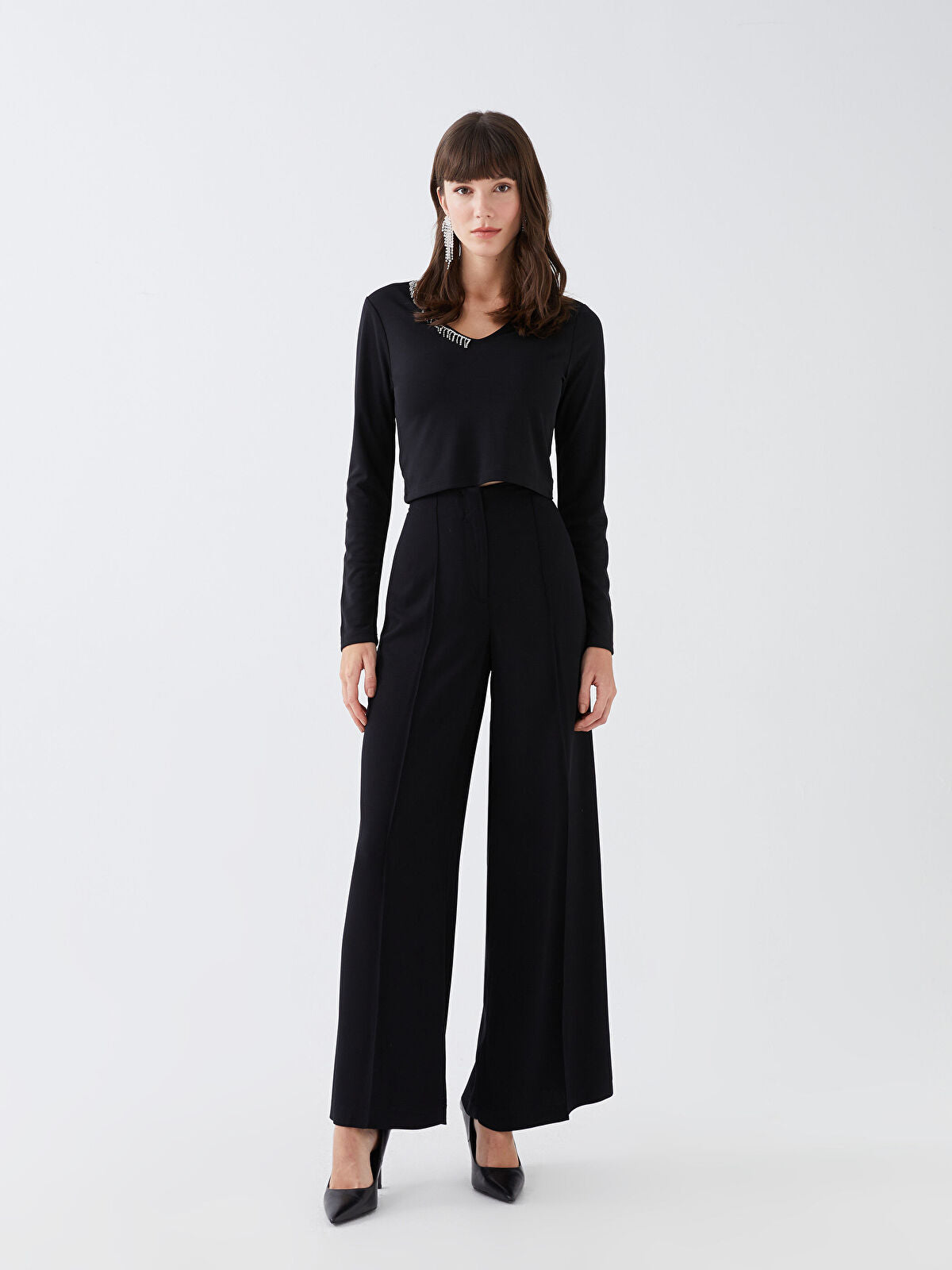Standard Fit Straight Viscose Women Palazzo Trousers