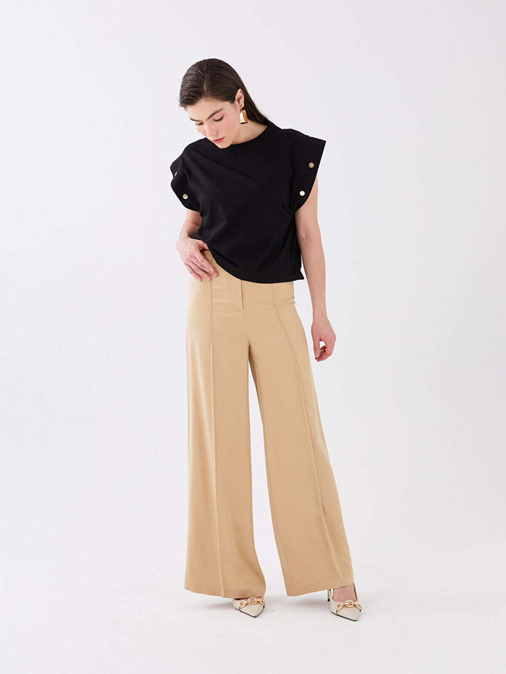 Standard Fit Straight Viscose Women Palazzo Trousers