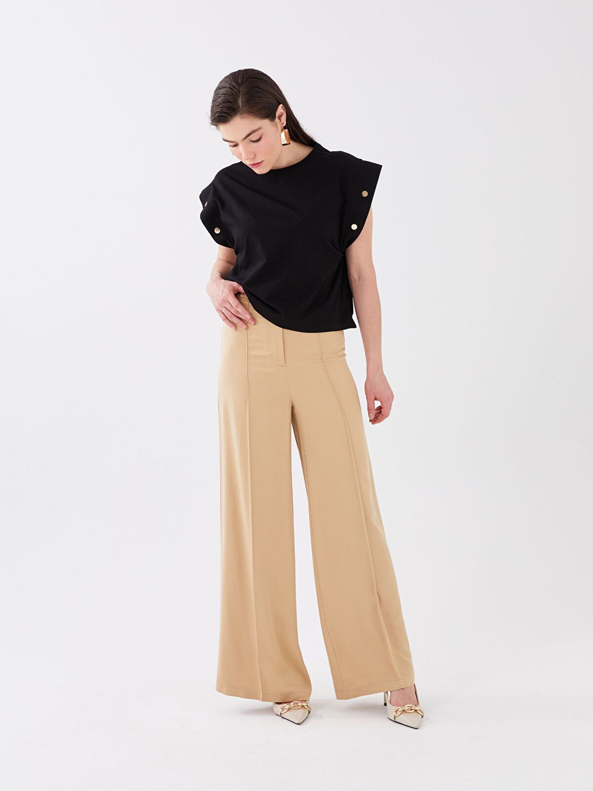 Standard Fit Straight Viscose Women Palazzo Trousers