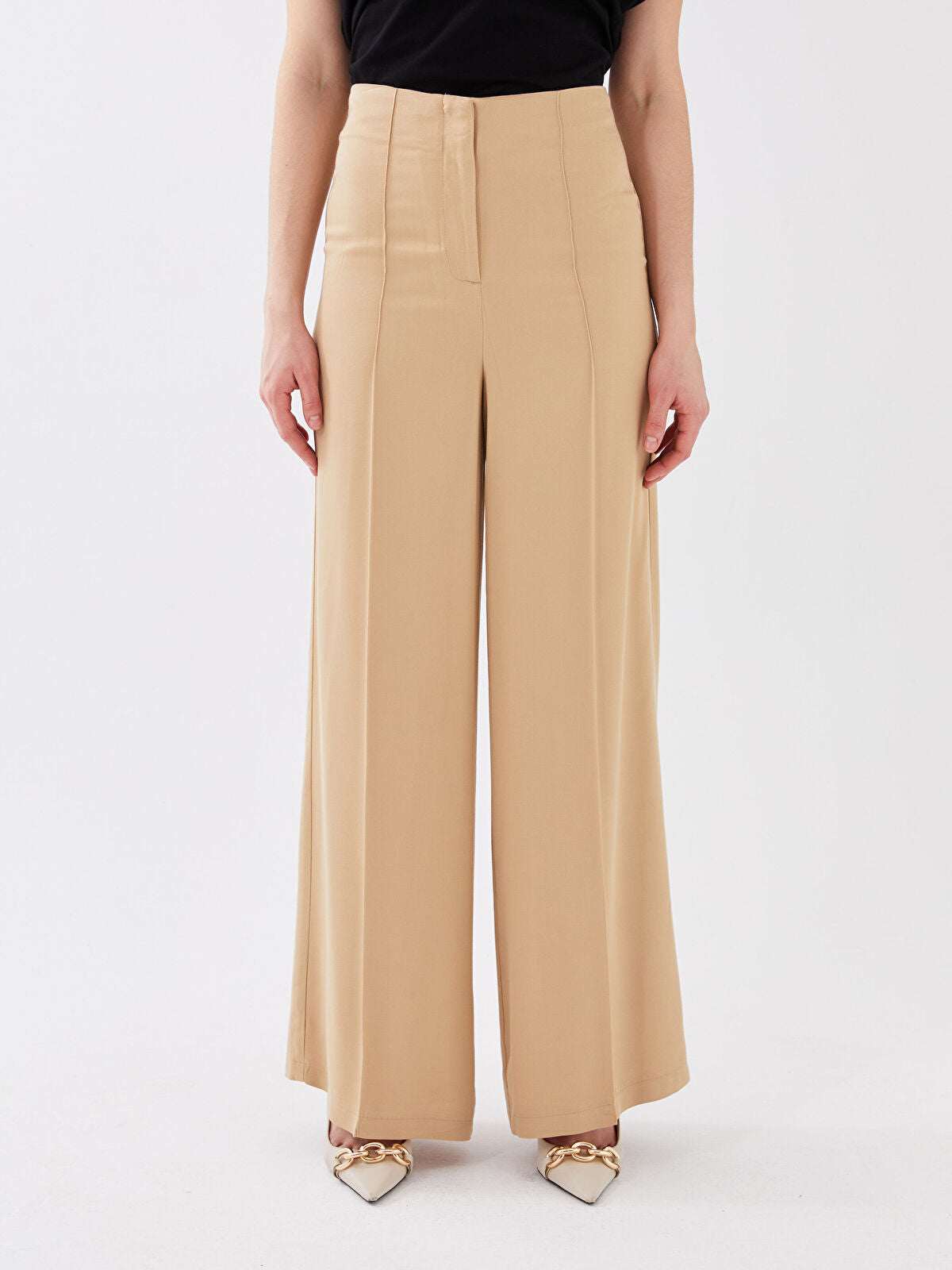 Standard Fit Straight Viscose Women Palazzo Trousers