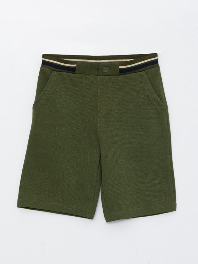 شورت أولادي سادة مع خصر مطاطي Hover Image