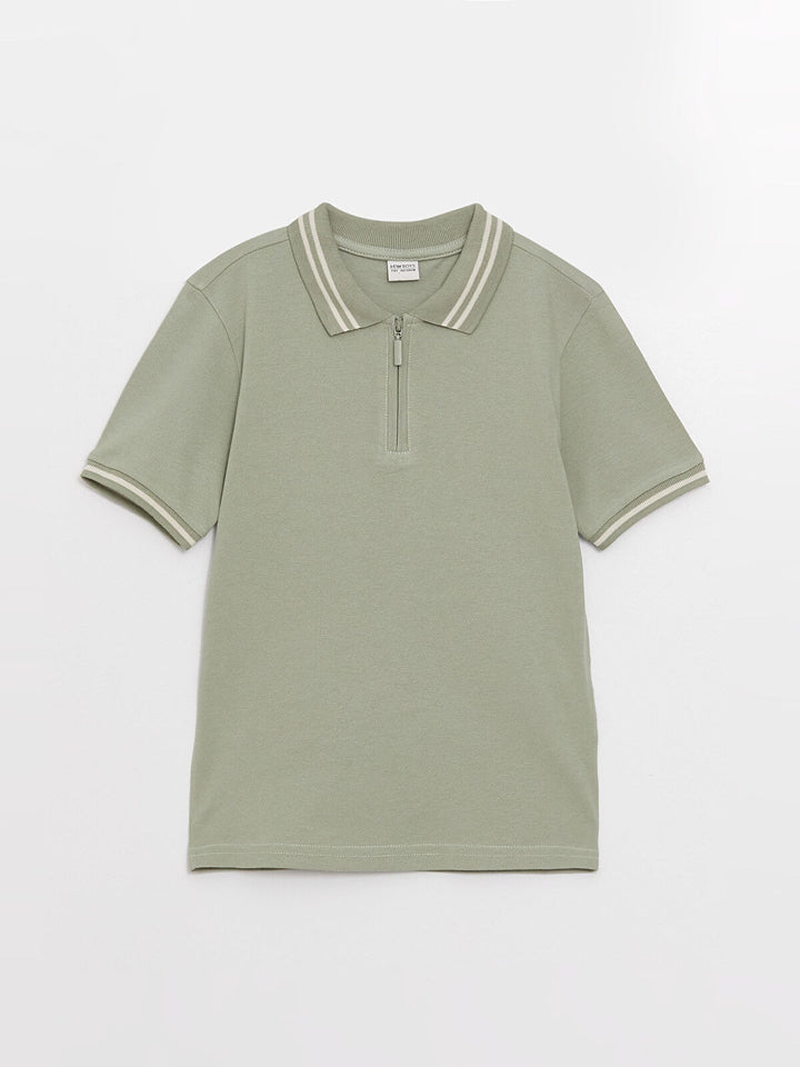 Green Basic Polo Neck Short Sleeve Boy T-Shirt