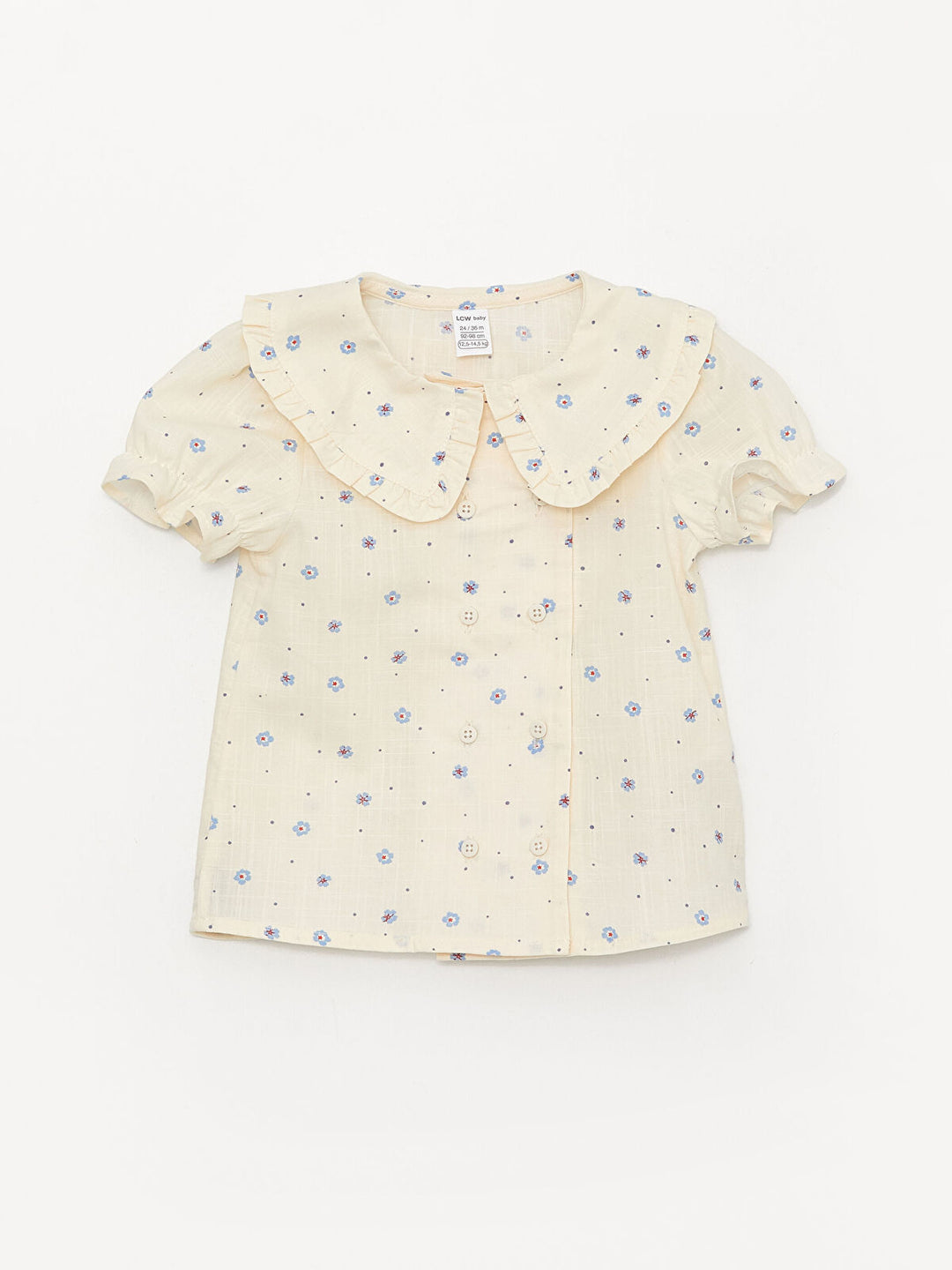 Bebe Collar Short Sleeve Patterned Baby Girl Shirt