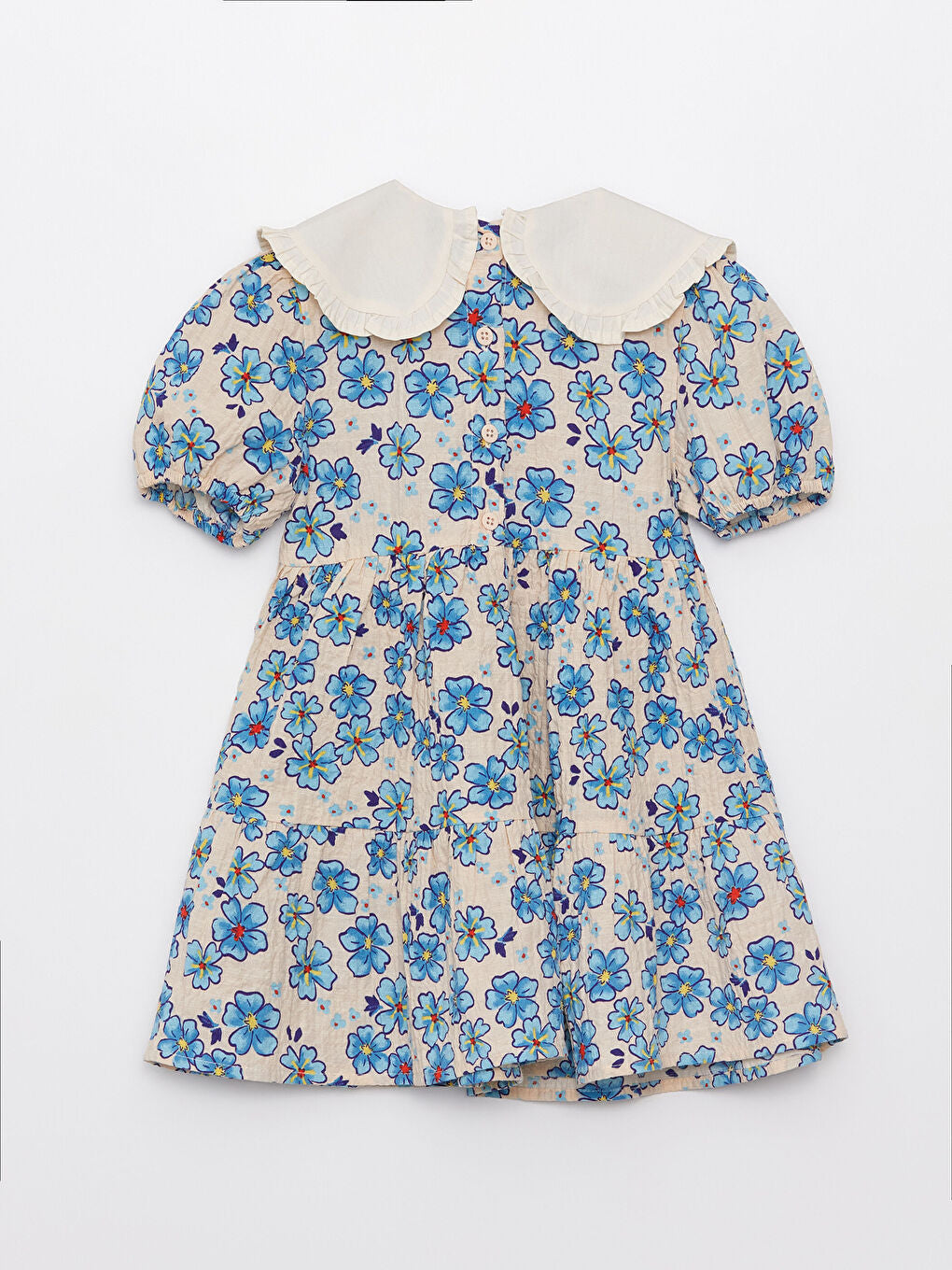 Baby Collar Short Sleeve Patterned Baby Girl Dress