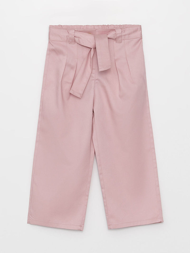 Basic Elastic Waist Baby Girl Trousers