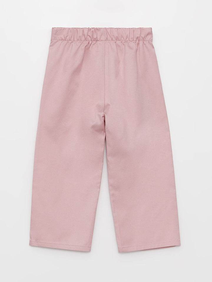 Basic Elastic Waist Baby Girl Trousers