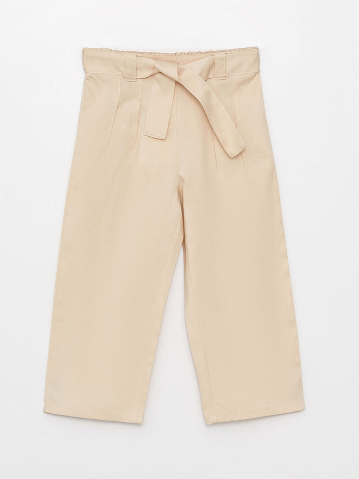 Basic Elastic Waist Baby Girl Trousers