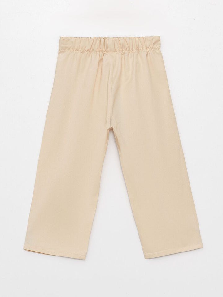 Basic Elastic Waist Baby Girl Trousers