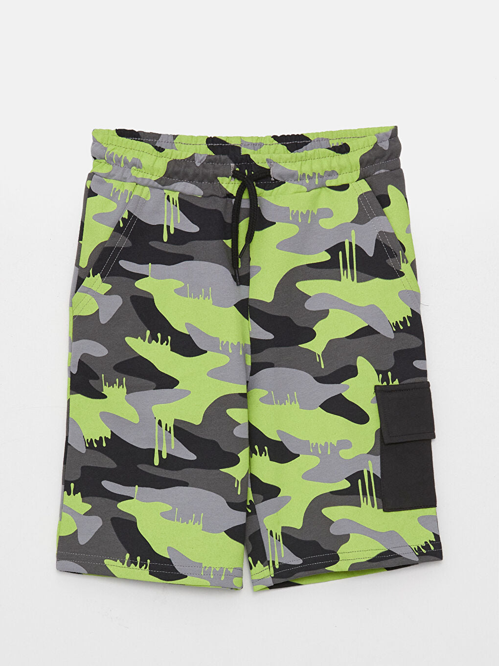 Elastic Waist Camouflage Pattern Boy Cargo Shorts