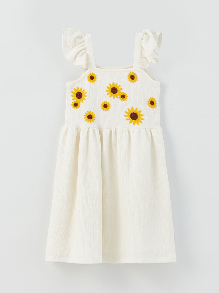 Square Collar Embroidered Girl Dress