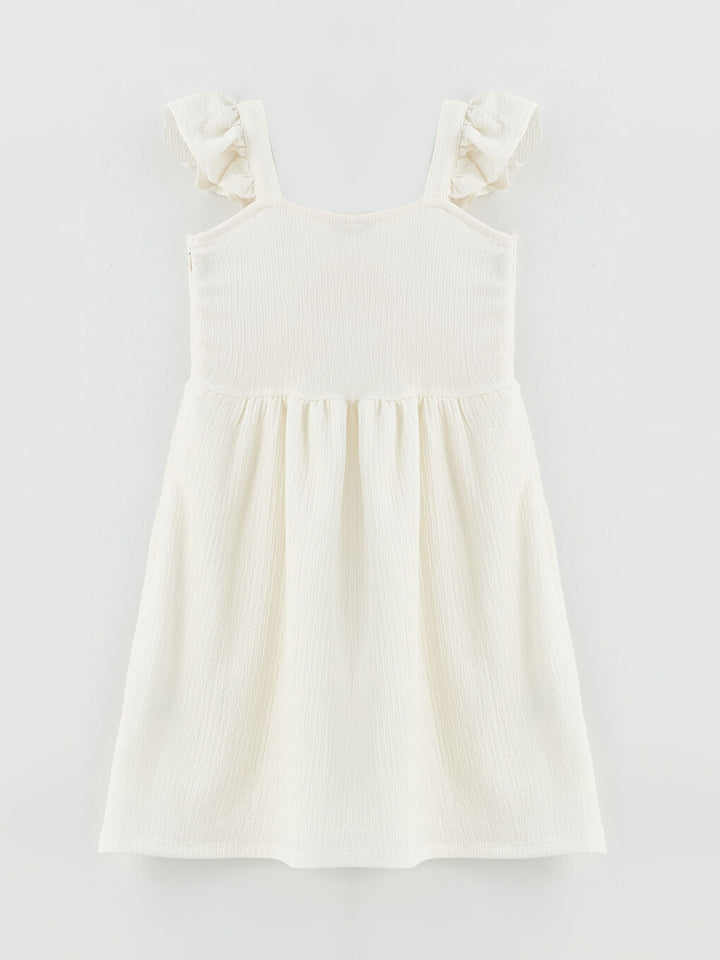 Square Collar Embroidered Girl Dress