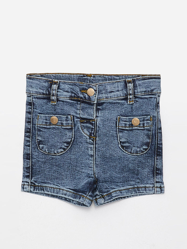 Basic Elastic Waist Baby Girl Jean Shorts