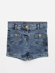 Basic Elastic Waist Baby Girl Jean Shorts