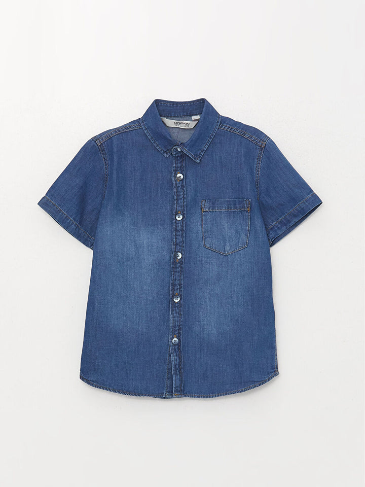 Basic Short Sleeve Boy Jean Shirt