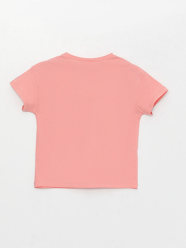 Crew Neck Short Sleeve Nostalgic Monkey Printed Baby Girl T-Shirt