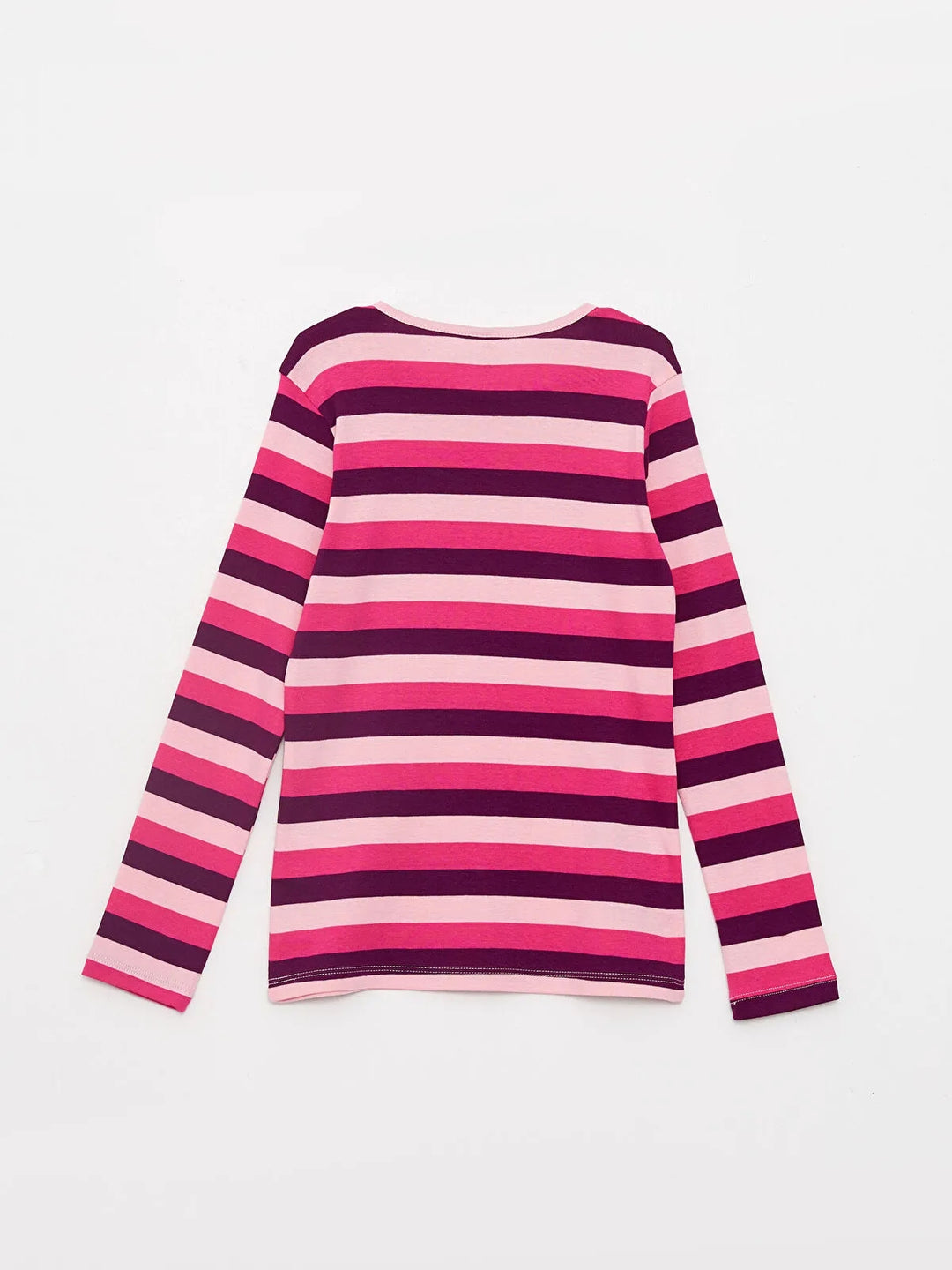 Crew Neck Striped Long Sleeve Cotton Girls T-Shirt