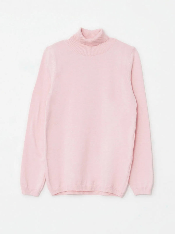 Turtleneck Basic Long Sleeve Girls Knitwear Sweater