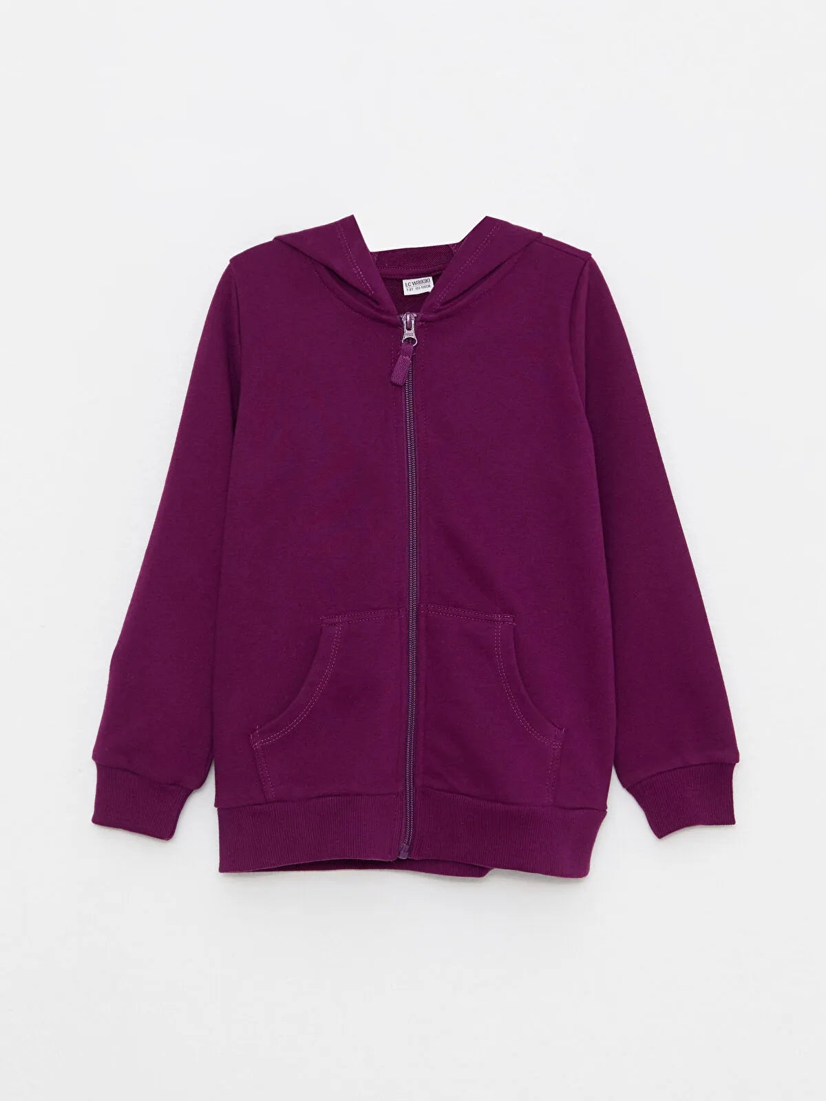 Hooded Basic Long Sleeve Girls Zippered Sweatshirt
