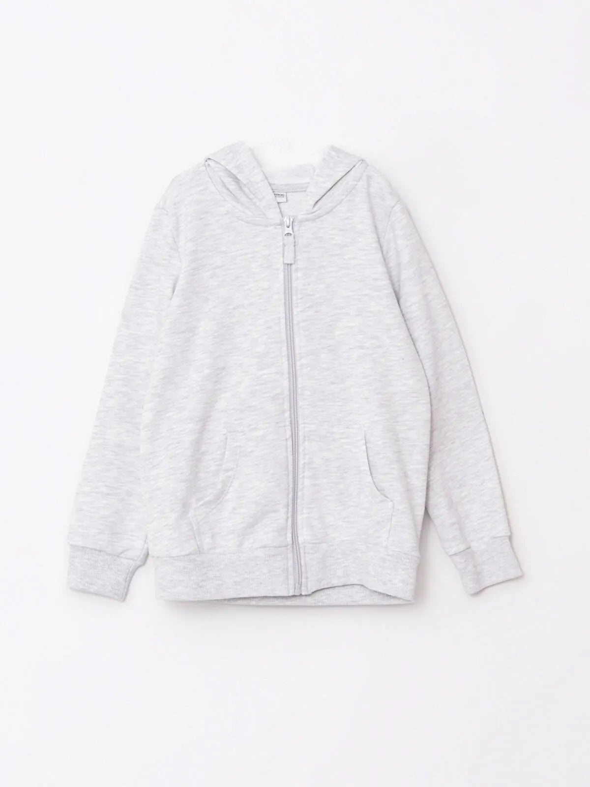 Hooded Basic Long Sleeve Girls Zippered Sweatshirt