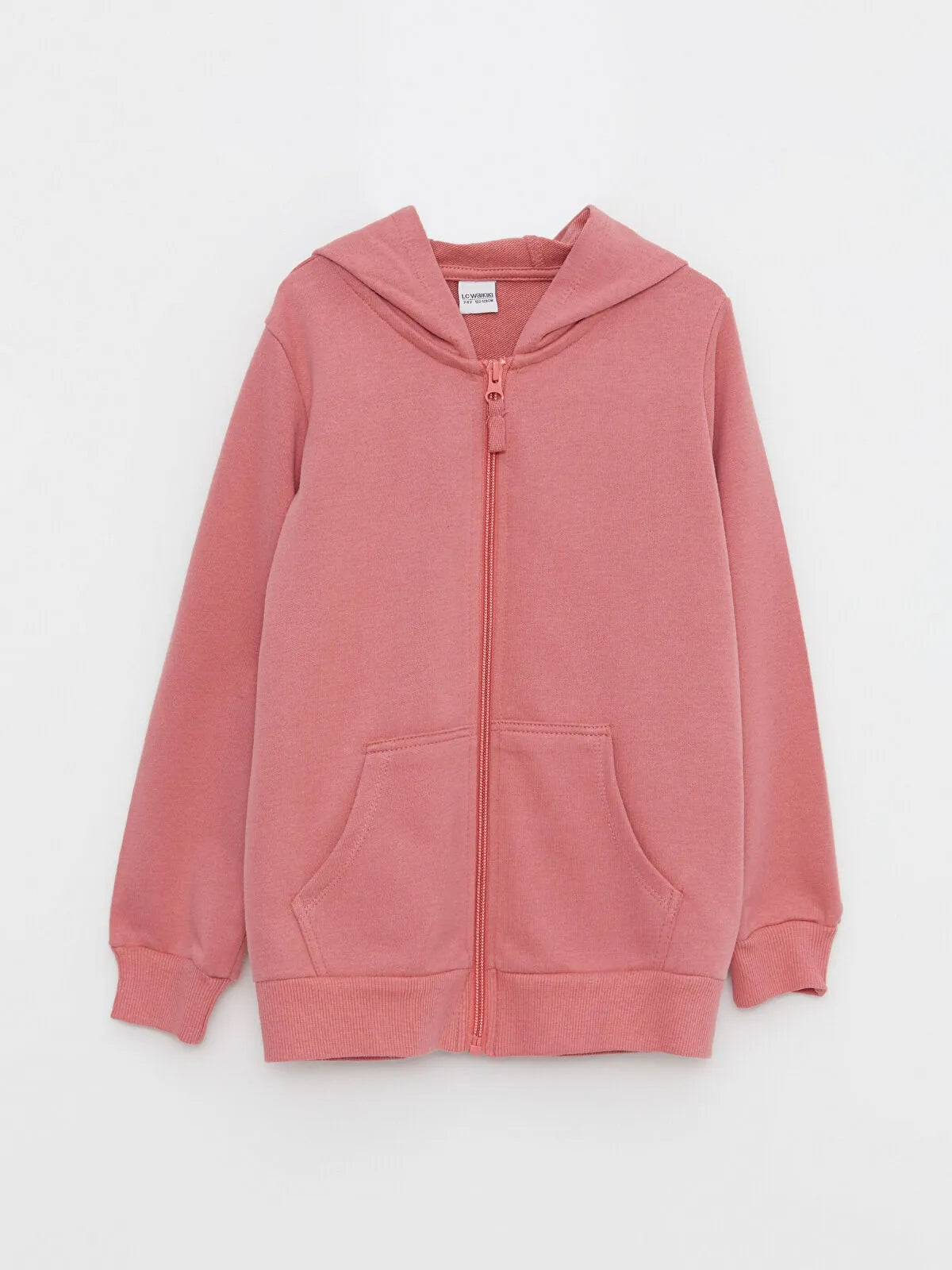 Hooded Basic Long Sleeve Girls Zippered Sweatshirt