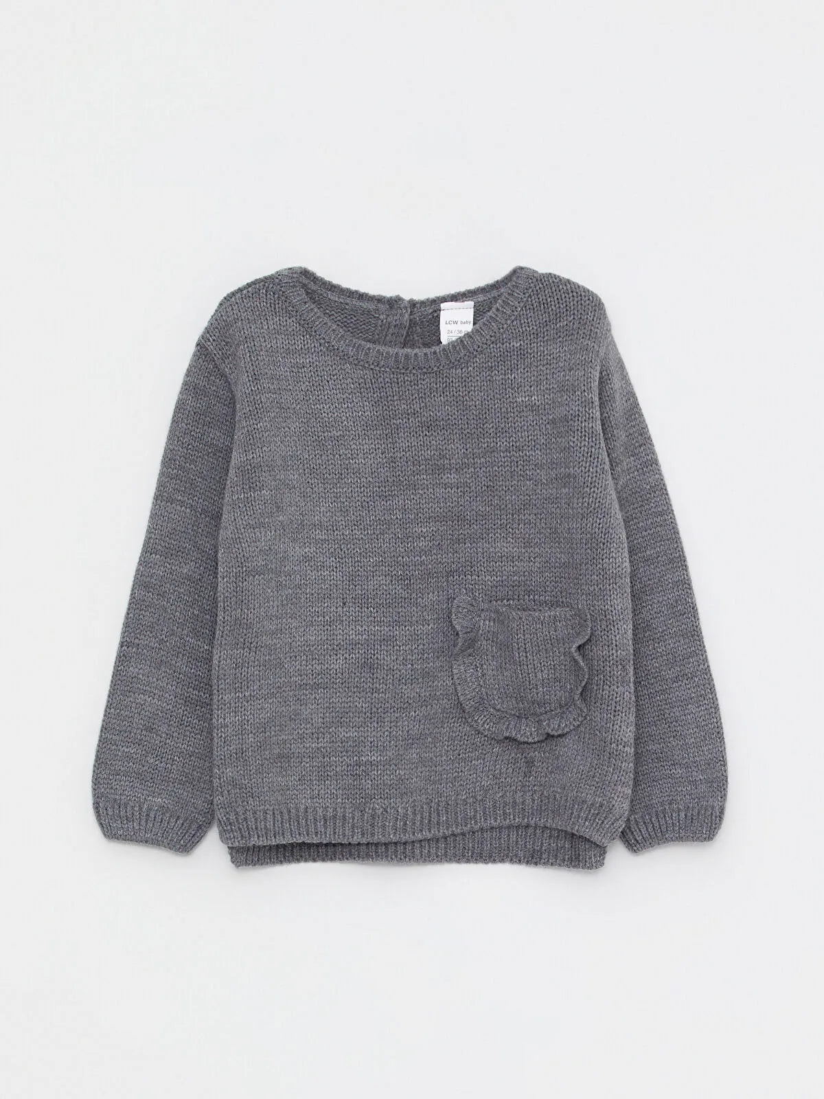 Crew Neck Long Sleeve Basic Baby Girls Knitwear Sweater