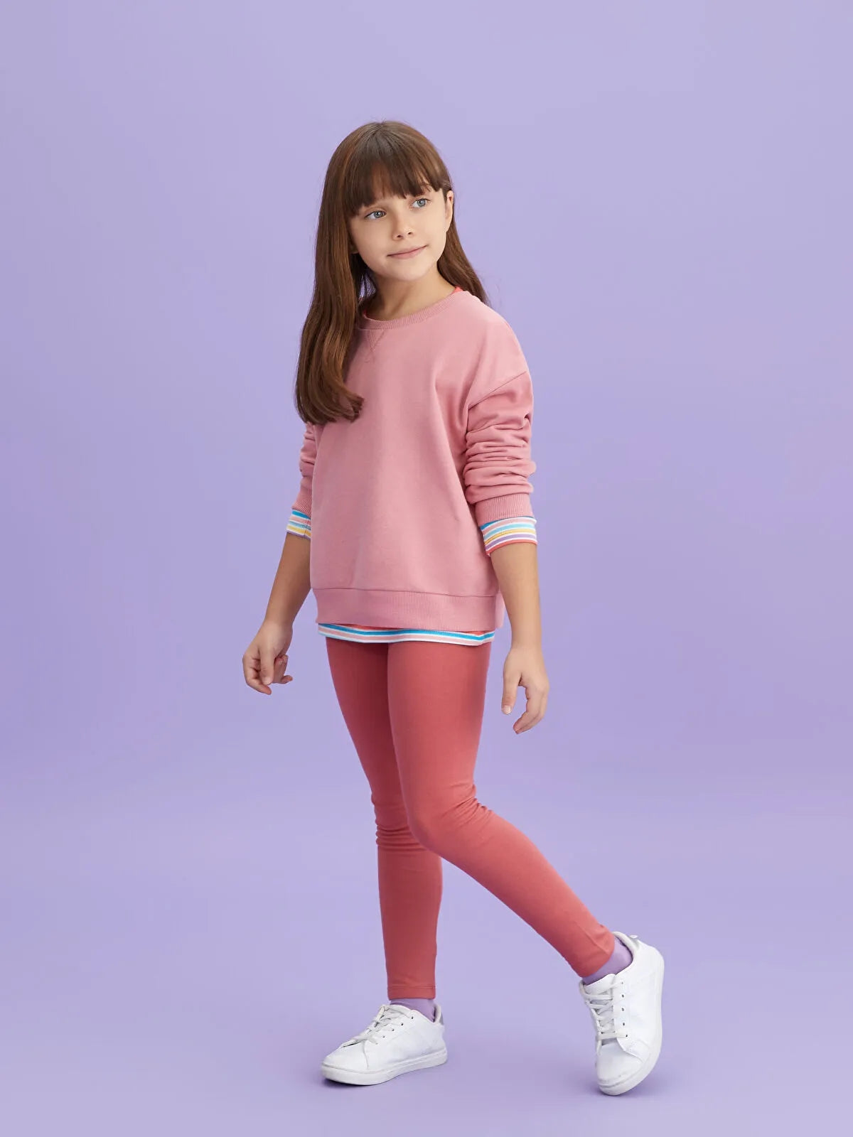 Crew Neck Basic Long Sleeve Girls Sweatshirt