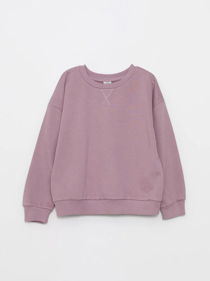 Crew Neck Basic Long Sleeve Girls Sweatshirt