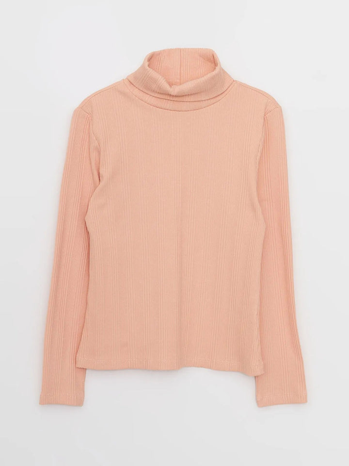 Turtleneck Basic Long Sleeve Girls T-Shirt