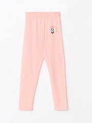 Girls Long Leggings With Elastic Waist Printed Cotton
