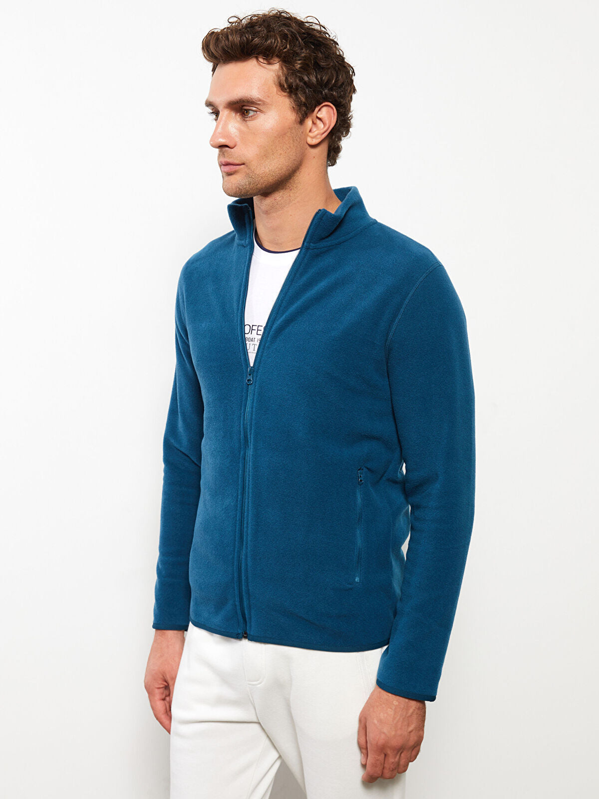 LCWAIKIKI Basic Comfortable Fit Stand Up Collar Men Sports Cardigan
