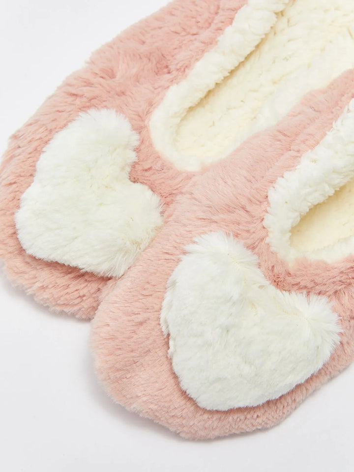 Heart Detailed Plush Women Home Socks