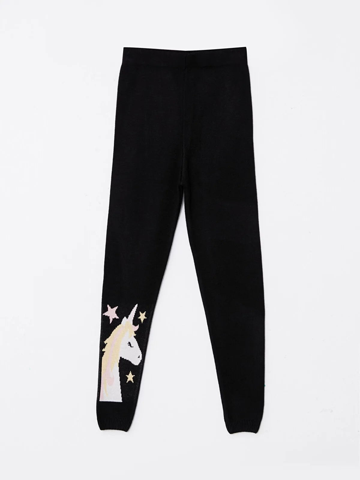 Elastic Waist Patterned Girls Knitwear Leggings